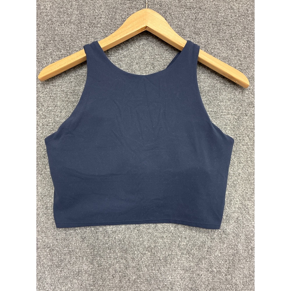 Athleta Conscious Crop Tank Top Navy Blue High Neck Racerback Bra Medium